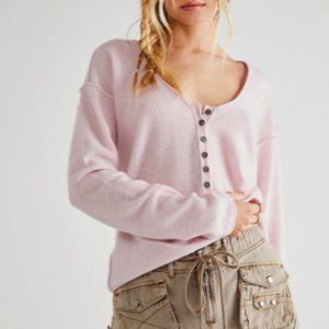 NWT Free People Nimbus Cashmere Henley in Sugar Plum